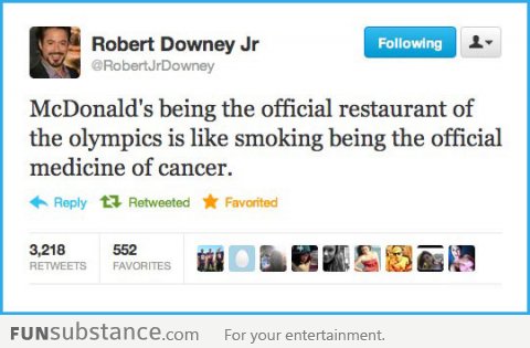 Robert Downey Jr. on the Olympics