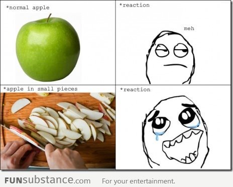 Apples : Different reactions . .