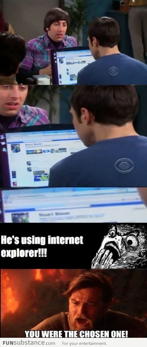 Sheldon using Internet Explorer?!