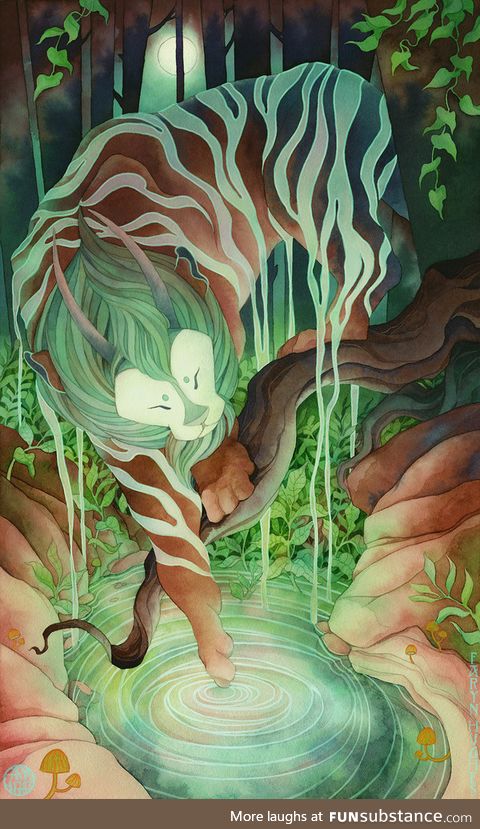 A creature I painted in watercolor for an art gallery show