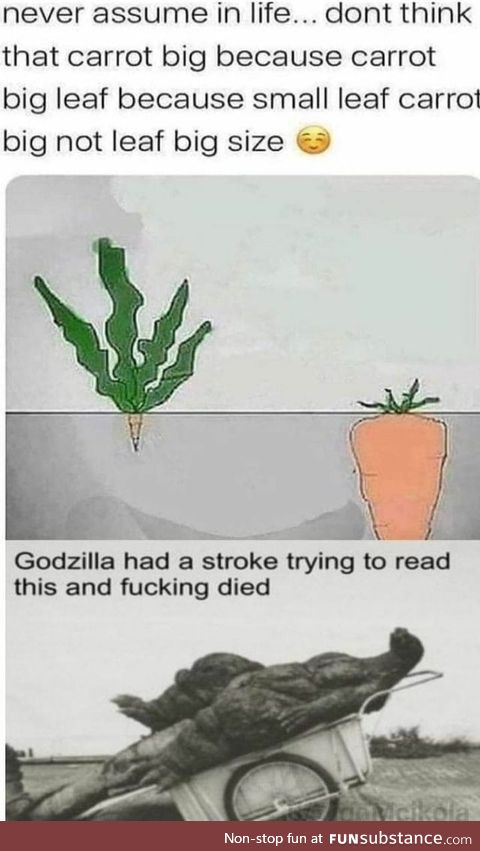 Godzilla stroking the big carrot