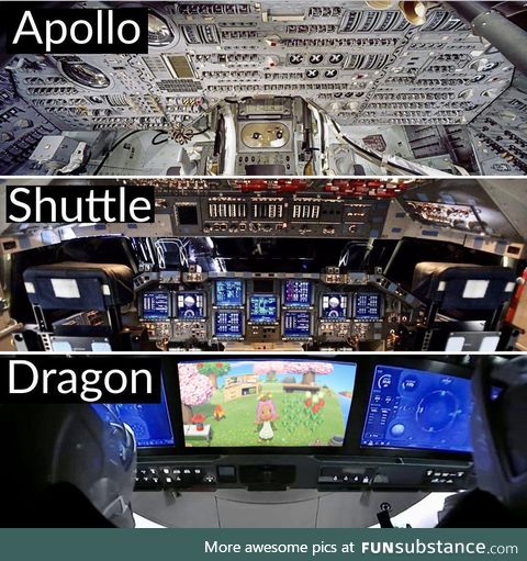 Spacecraft control panels over the years