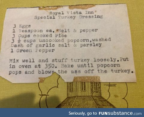Grandma's old  turkey  recipe