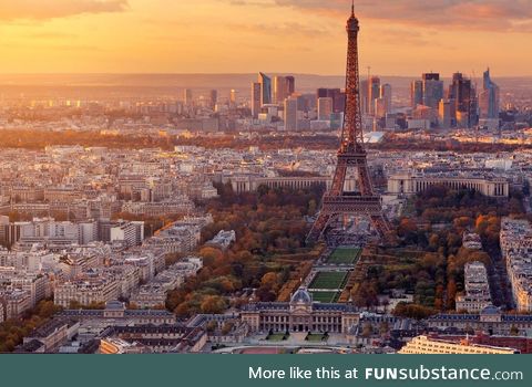 Eiffel tower on city landscape