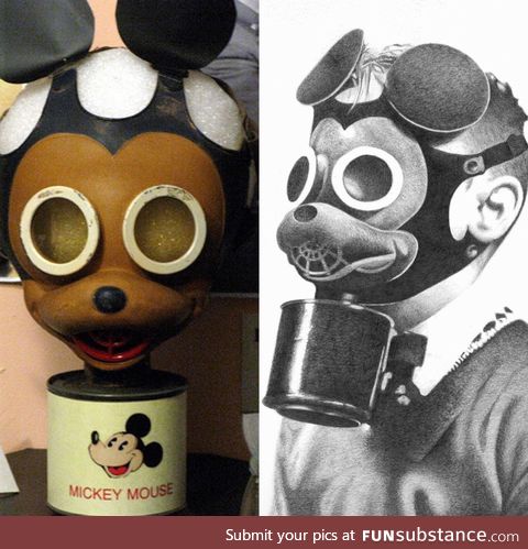 After the attack on Pearl Harbor, the US military issued Mickey Mouse gas masks to kids