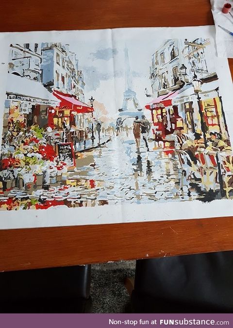 Paris. Oil based water colour on a Pebeo canvas