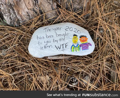 Found this painted rock in the woods today