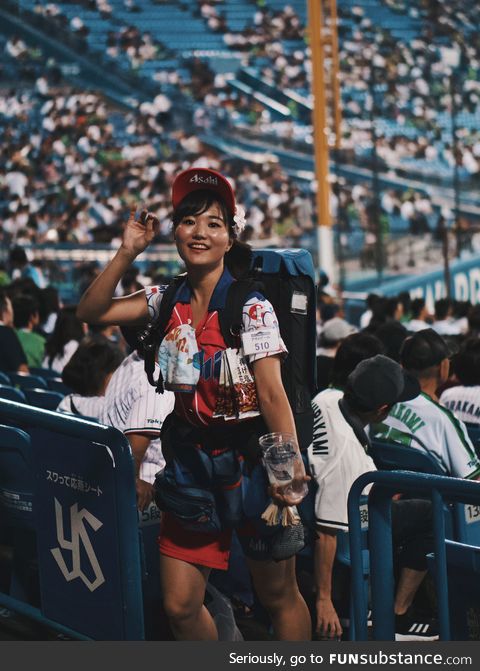 ‘biiru no uriko’ Japanese beer salesgirl at baseball games
