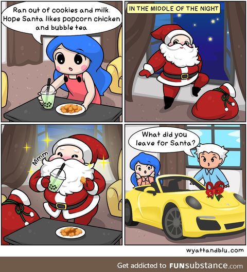 Santa tries bubble tea