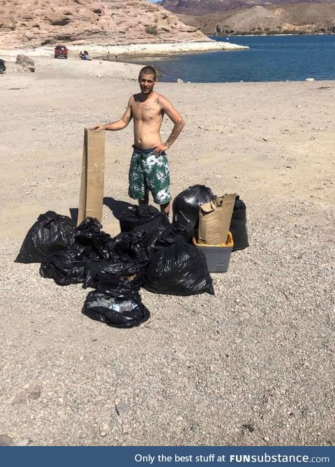 Donovan Thayer cleaned up Nelson’s Landing, is trash tag still a thing #trashtag