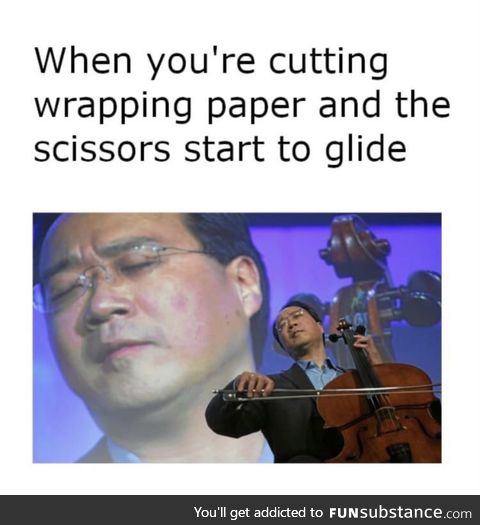 Like scissors through wrapping paper