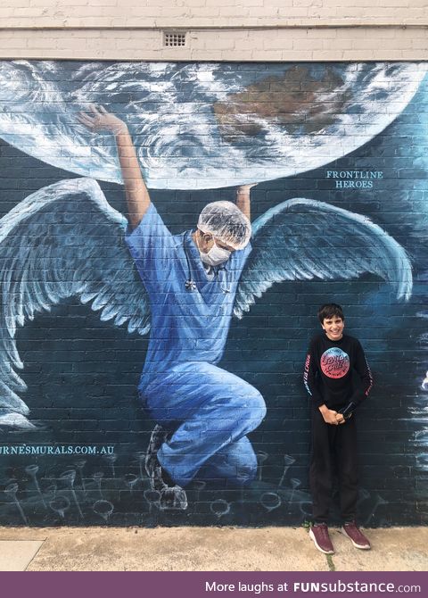 A mural of appreciation to the doctors and nurses all over the world