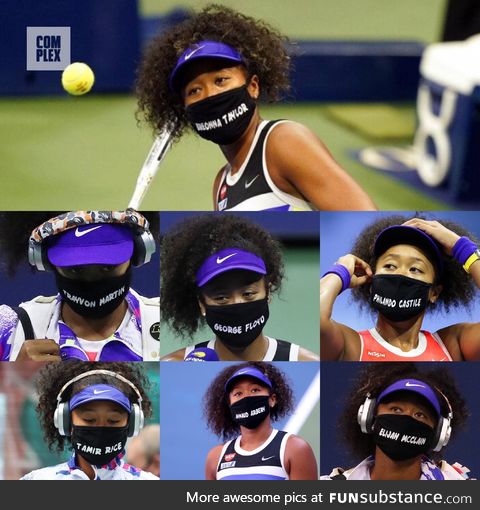 The seven face masks Naomi Osaka wore during her US Open victory today