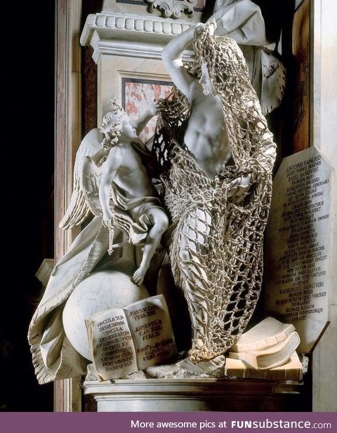 Francesco Queirolo took 7 years to carve this, Release from Deception, out of marble. Net