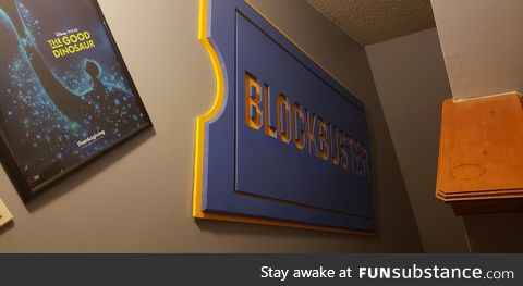 When you find an old blockbuster sign for sale...You find a place to fit it. Works great