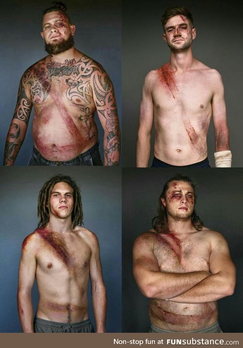 Photo shoot of crash survivors for a NZ road safety campaign to show how seat belts saved