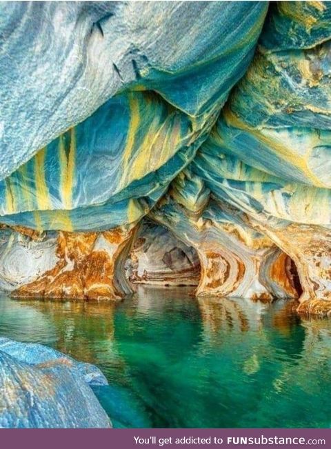 Lovely marble caves in Patagonia, Chile