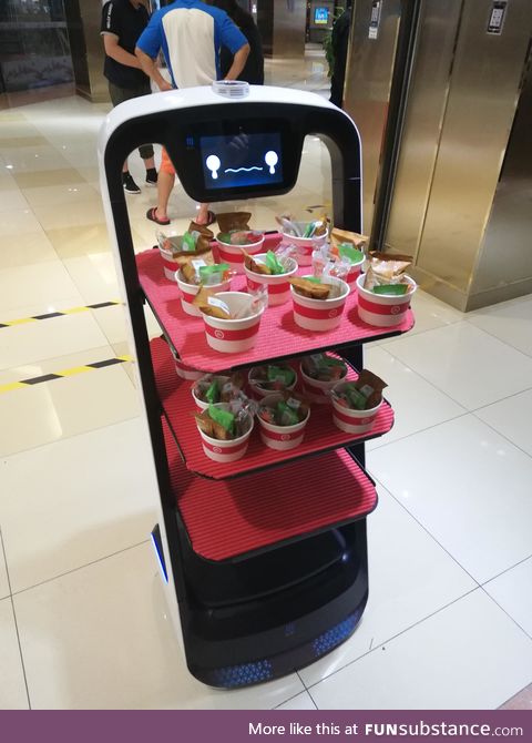 Snack serving robot in China upset with me because I didn't take any snacks