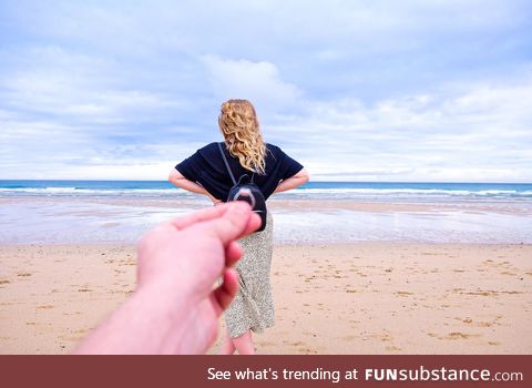 The moment before I proposed to my girlfriend on her favourite beach in her favourite