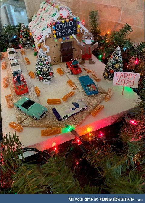 My dad’s auto racing team made a gingerbread house