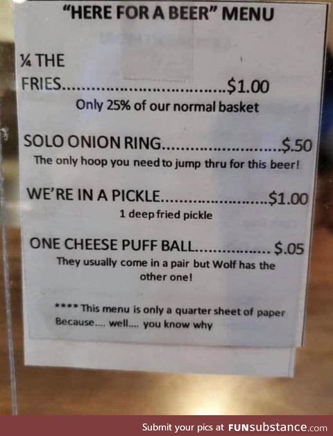 This restaurant is only allowed to sell beer if someone buys food