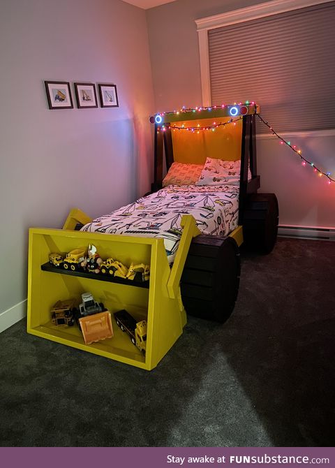 We got a bulldozer bed made for our son