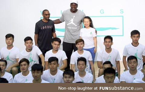 Michael Jordan with Hong Kong teenagers