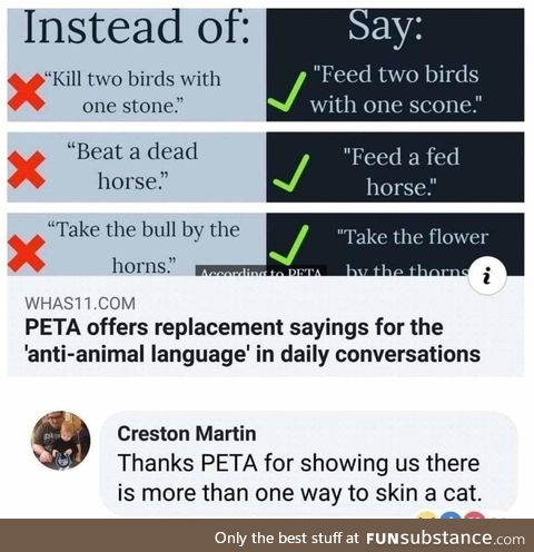 PETA dishing out alternatives