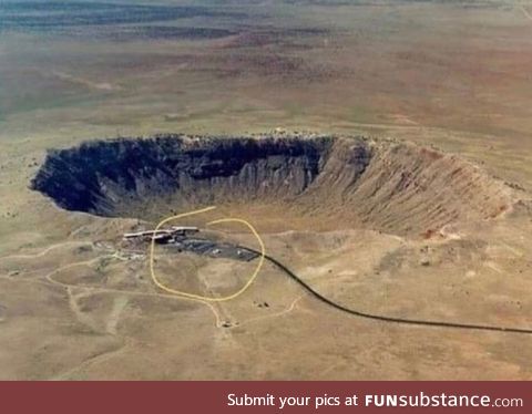 This is a large meteor crater in Arizona. It missed the visitors' center by only a few
