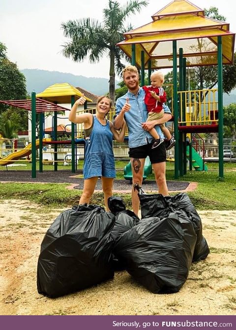 We just cleaned up a whole Malaysian playground in one hour. This is how much trash we
