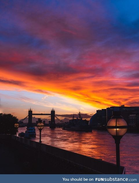 Took this pic of Tower Bridge at sunrise