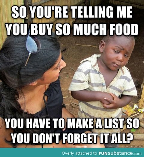 3rd world kid on grocery lists