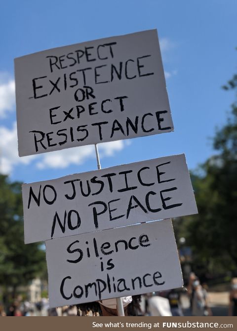 A sign from the protest in Tallahassee, FL