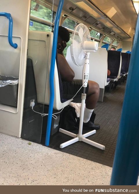 I'd sit next to him, I don't care if the train is empty