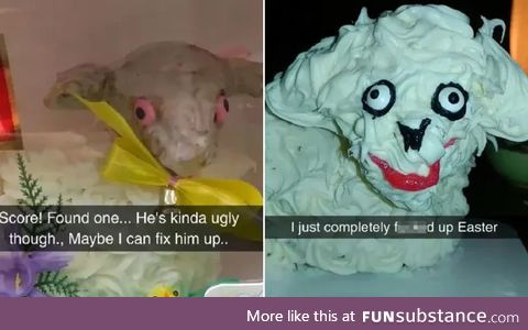 Woman buys an 'ugly lamb' cake and manages to make it even uglier