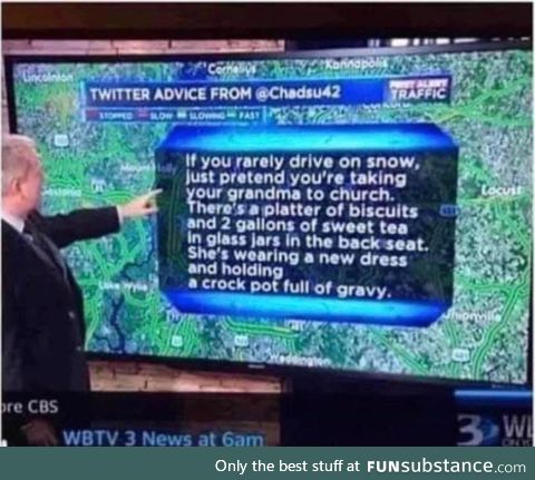 Local news with driving advice for Texans not used to driving in snow