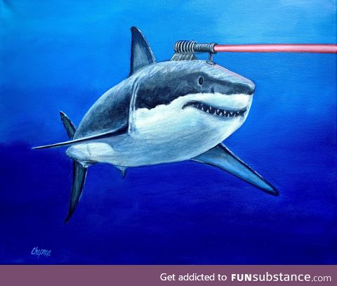 Painted a Shark with a frickin’ laser beam attached to its head