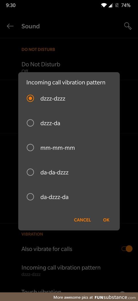 I found my phone's vibration settings pretty amusing