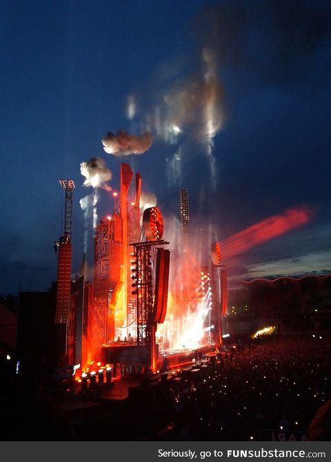 I saw Rammstein live today and the stage setup was absolutely insane