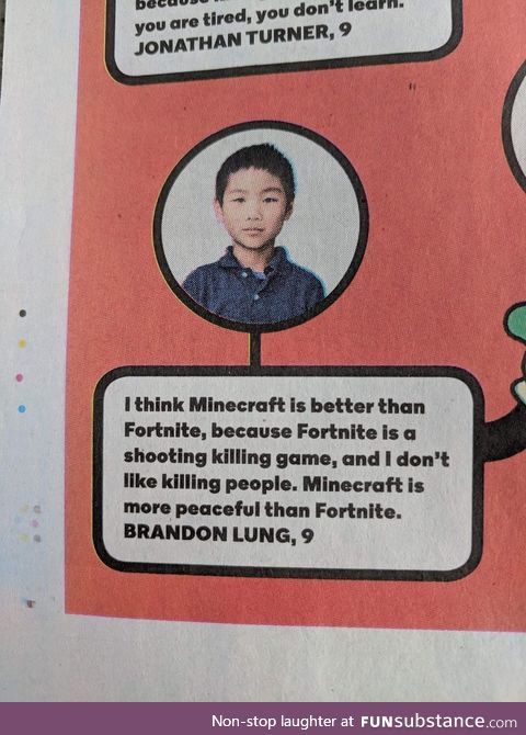 Minecraft is more peaceful than fornite