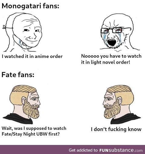Monogatari fans vs Fate fans