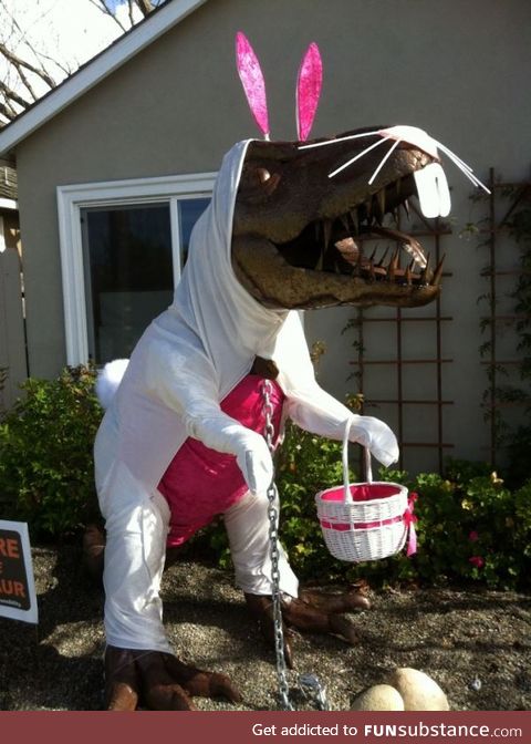 T-rex disguised as a bunny