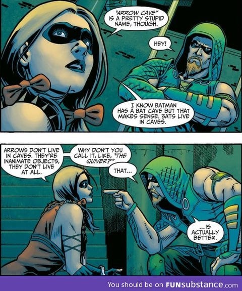 Comedy gold from harley quinn and green arrow