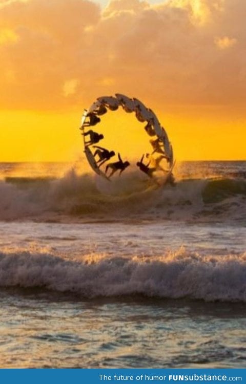 Cool multi shot of a surfer