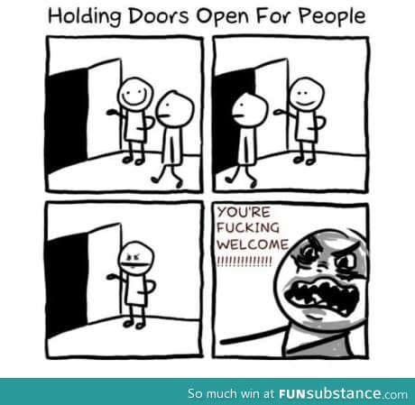 Holding doors for people