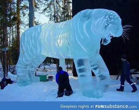 Beautiful tiger ice sculpture