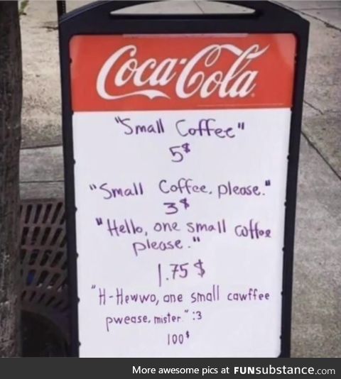 Sign outside of coffee shop