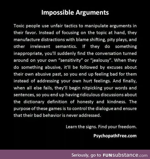 Toxic People, Impossible Arguments