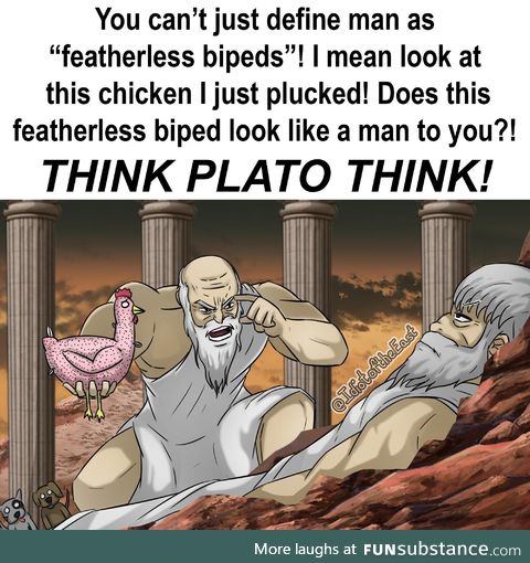 Mad man Diogenes burning Plato