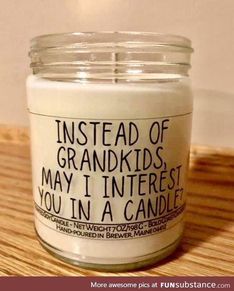 A candle my friend received from her adult daughter for Mother’s Day